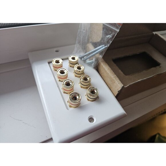 Fosmon (Quad Speaker) Home Theater Wall Plate - Gold Plated Copper Banana Bindin - Picture 6 of 8